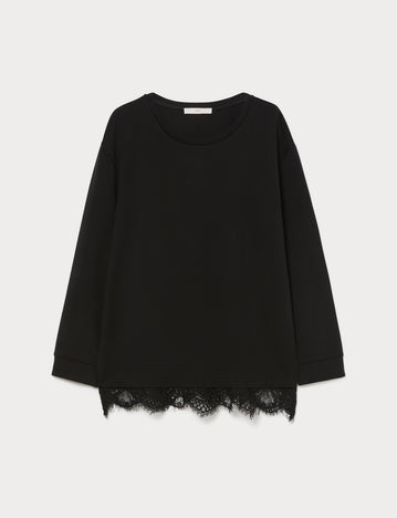 Marina Rinaldi lace-trimmed scuba sweatshirt for women