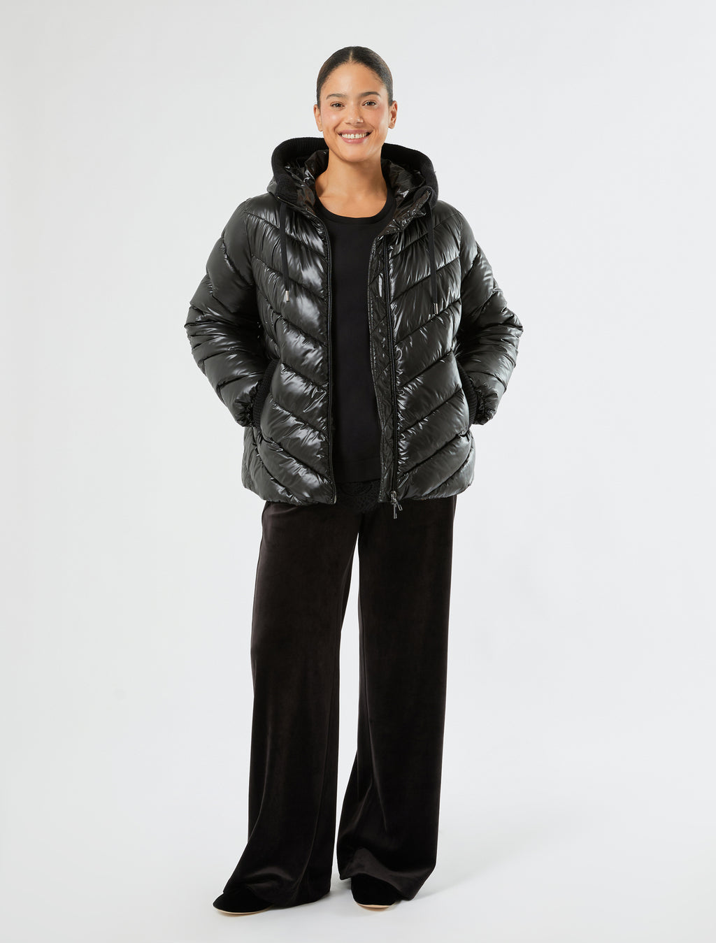 Marina Rinaldi lace-trimmed scuba sweatshirt for women