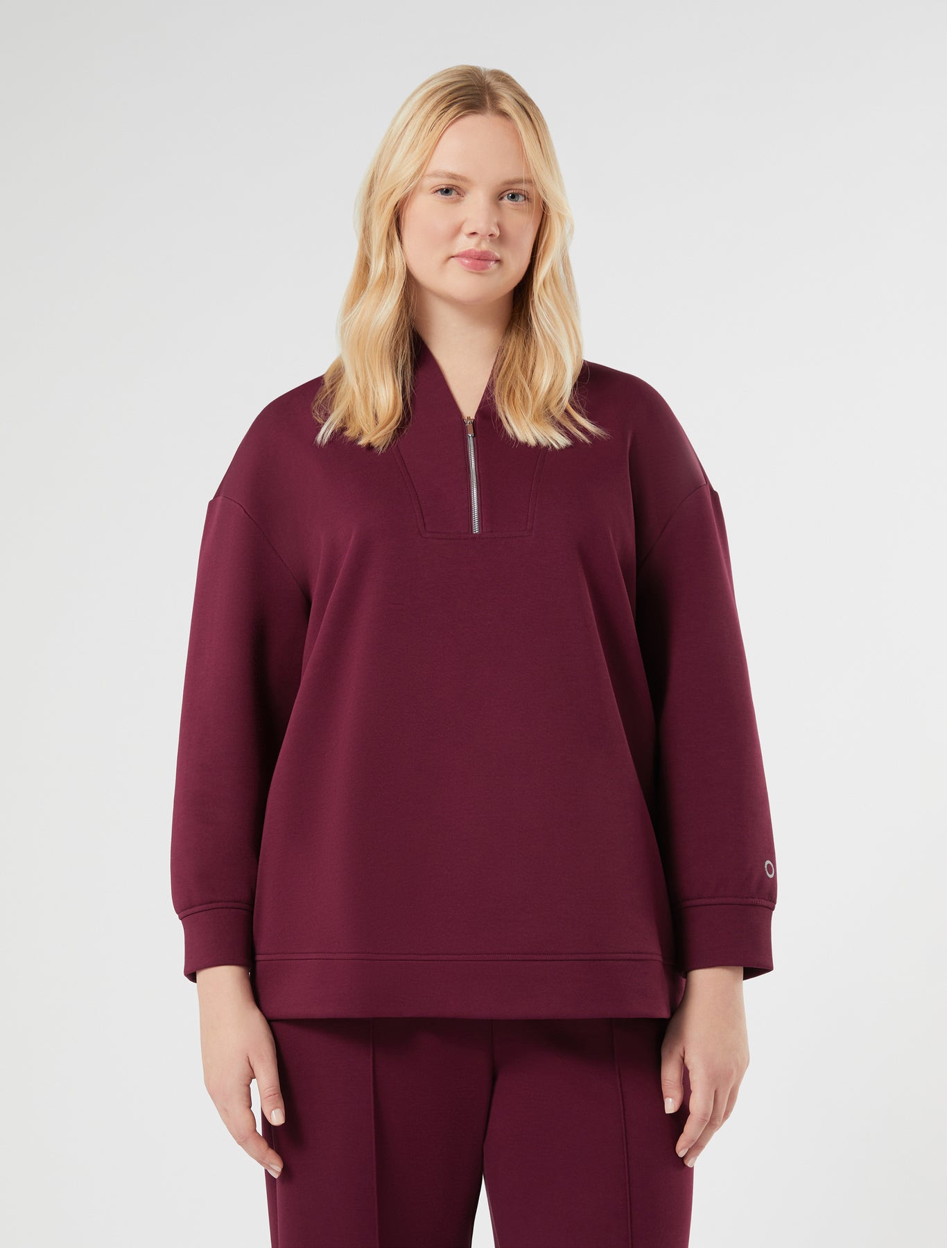Double-faced jersey sweatshirt, bordeaux | Marina Rinaldi UAE