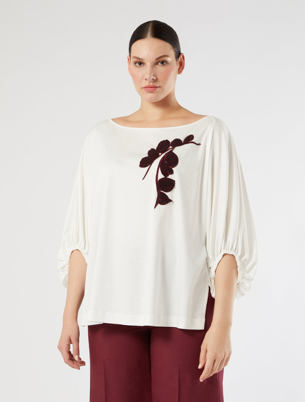 marina rinaldi embroidered jersey t-shirt for woman