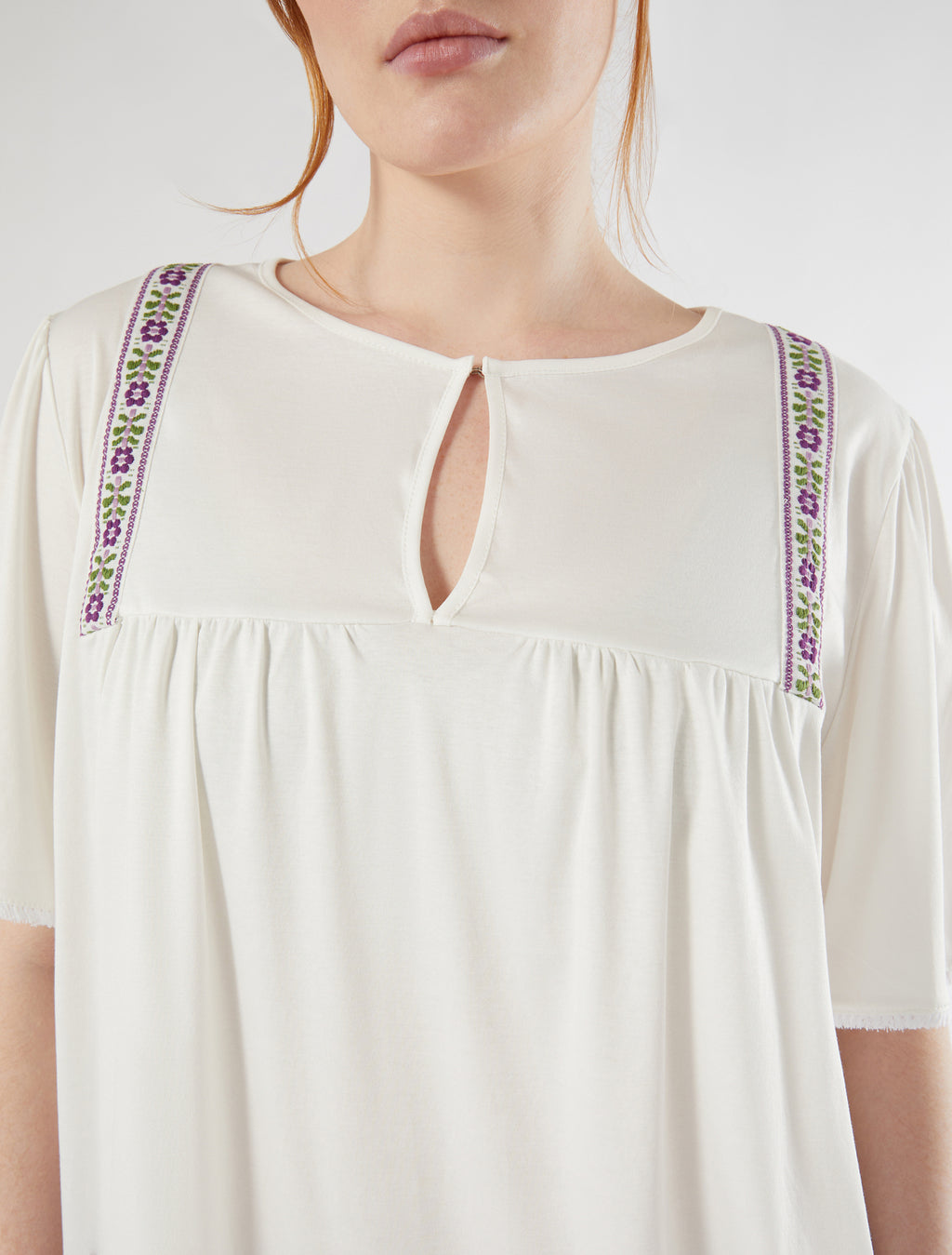 marina rinaldi jersey t-shirt with embroidery for woman