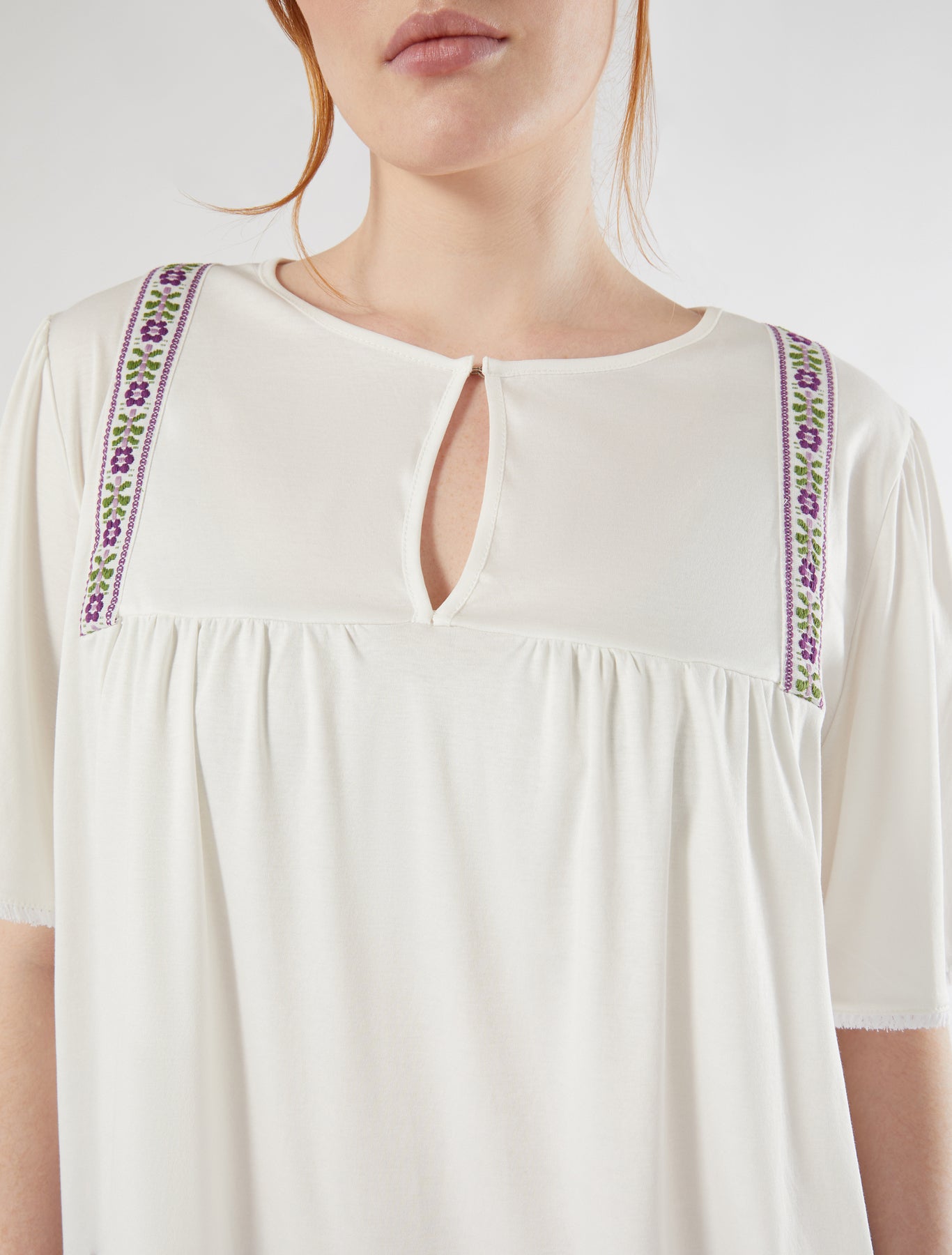 marina rinaldi jersey t-shirt with embroidery for woman