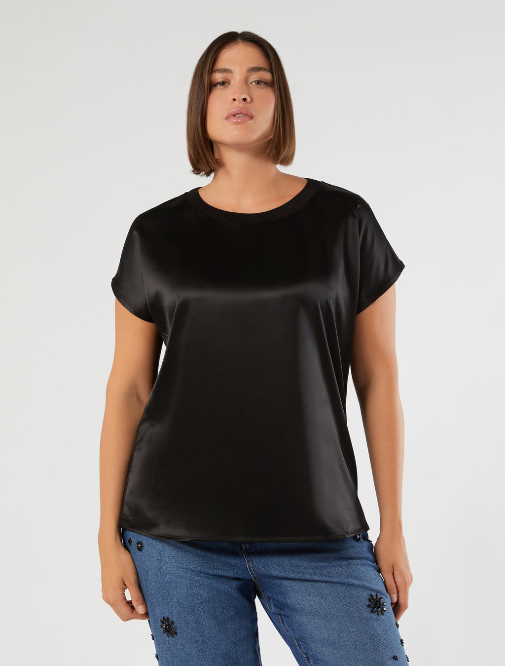 Jersey and satin T-shirt