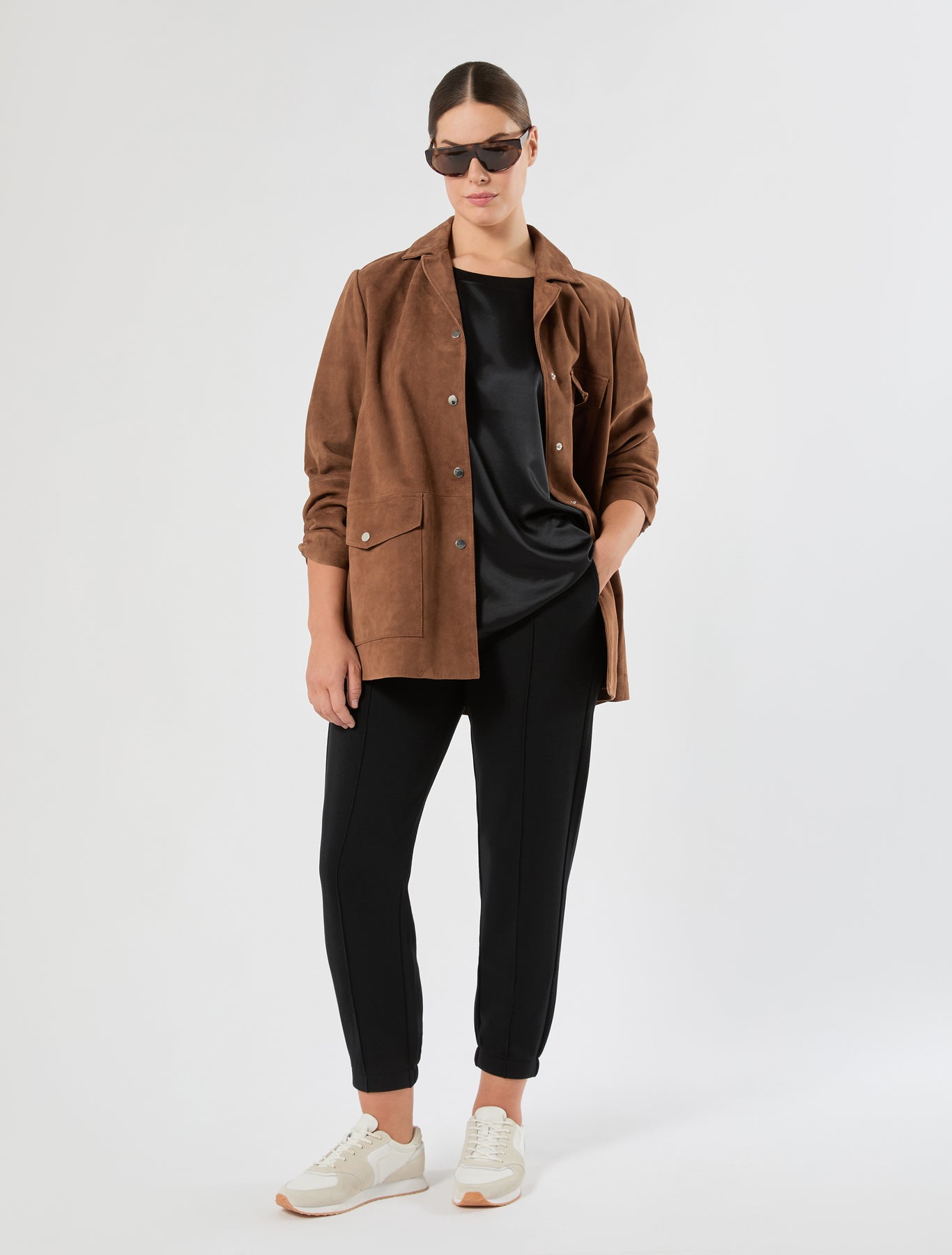 Marina Rinaldi jersey and satin t-shirt for woman