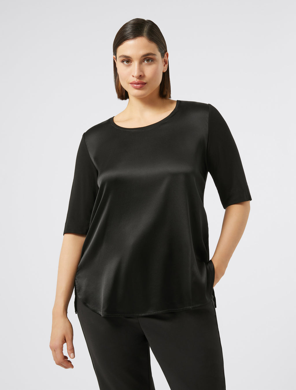 Jersey and satin T-shirt