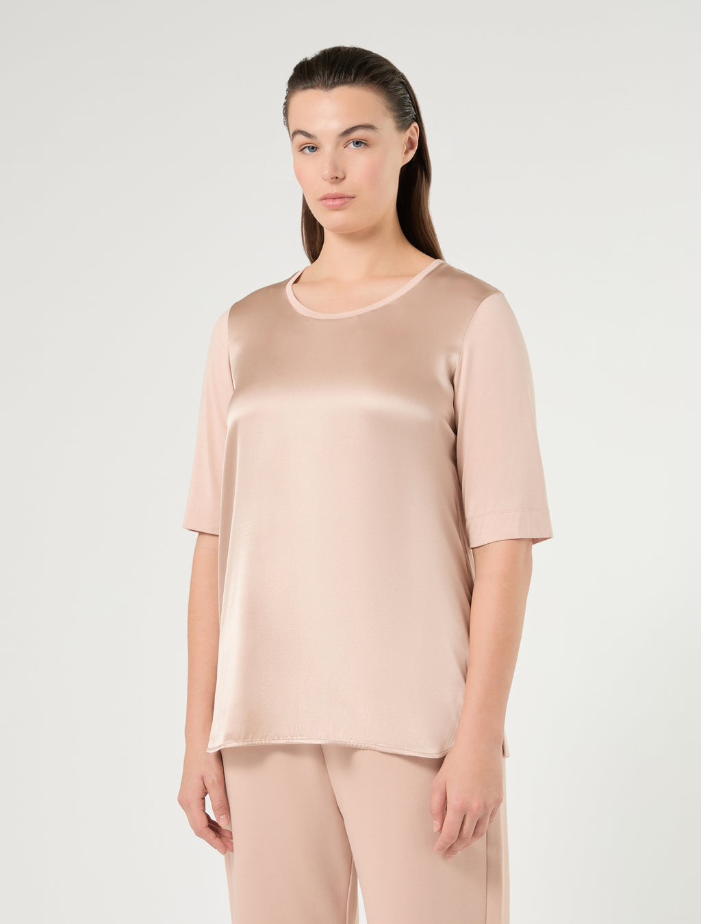 Marina Rinaldi jersey and satin t-shirt for woman