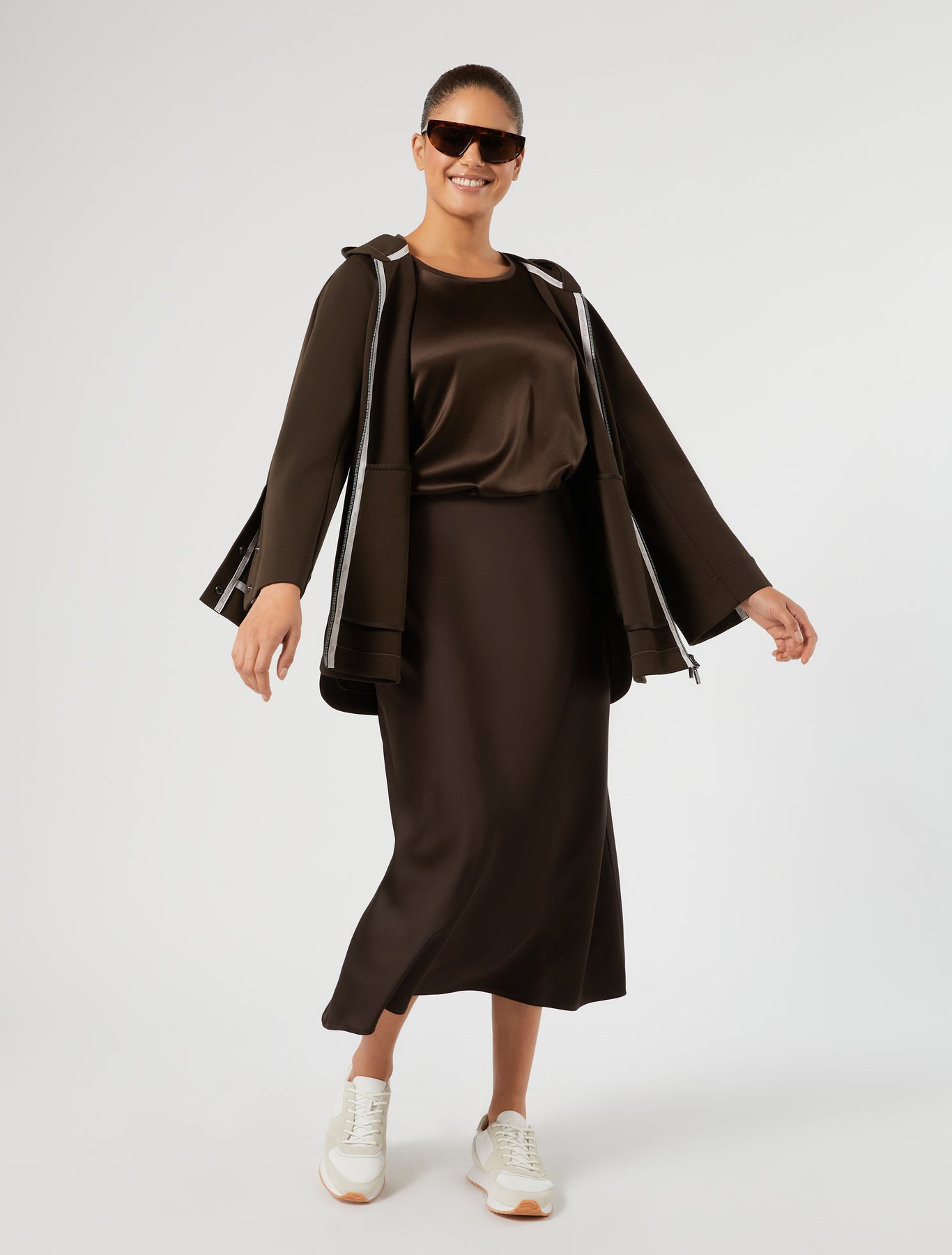 Marina Rinaldi jersey and satin t-shirt for woman