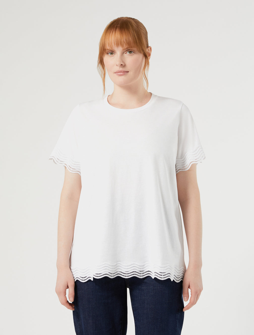Marina Rinaldi jersey t-shirt with lace detail for woman