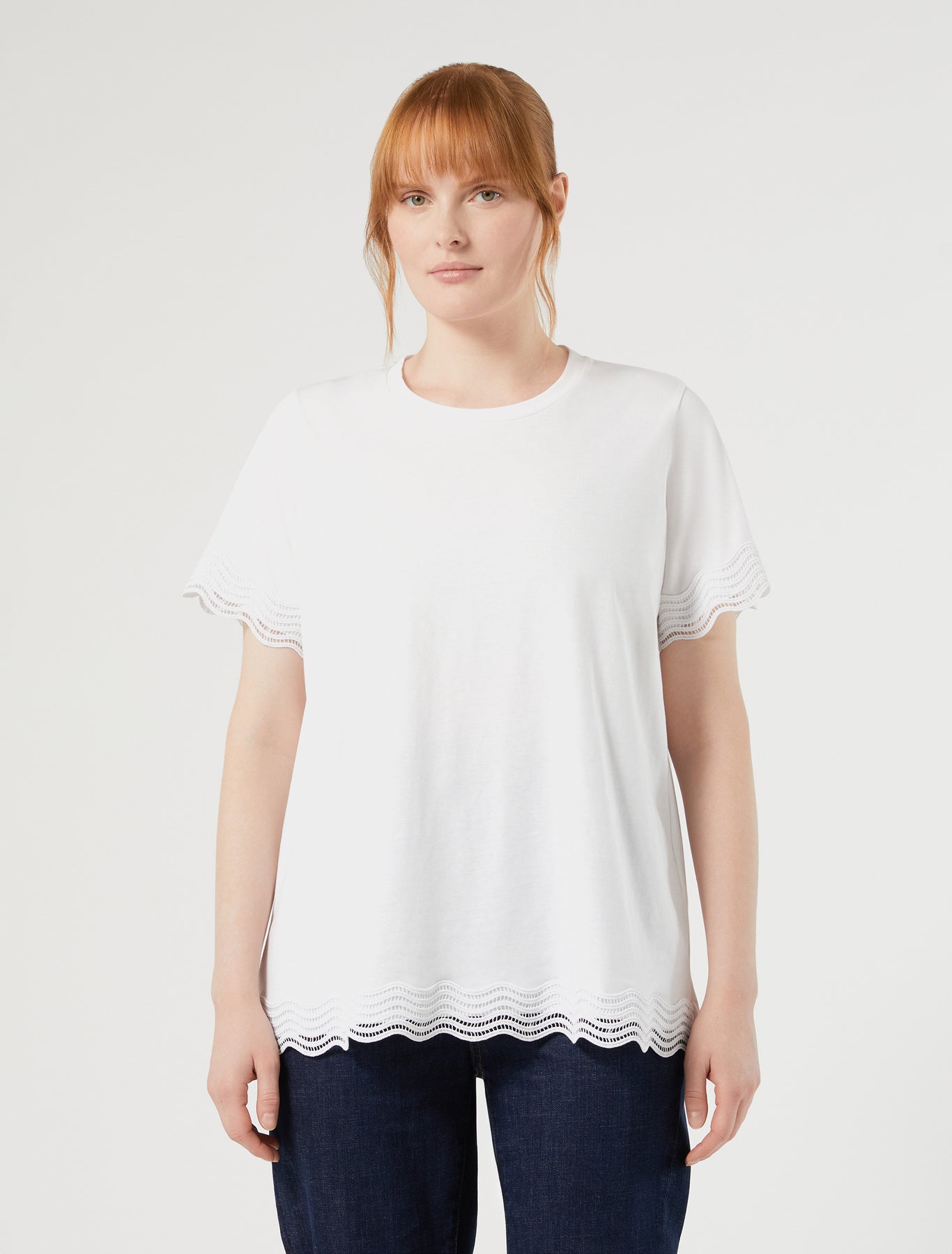 Marina Rinaldi jersey t-shirt with lace detail for woman