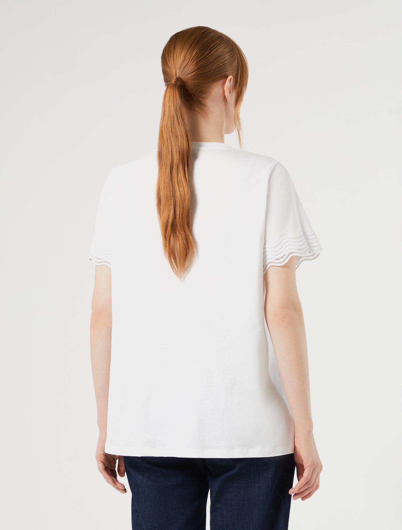 Marina Rinaldi jersey t-shirt with lace detail for woman