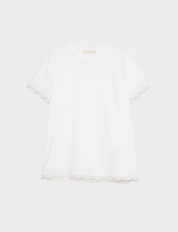 Marina Rinaldi jersey t-shirt with lace detail for woman