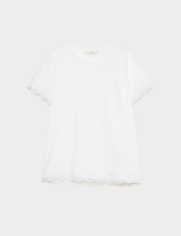 Jersey T-shirt with lace detail