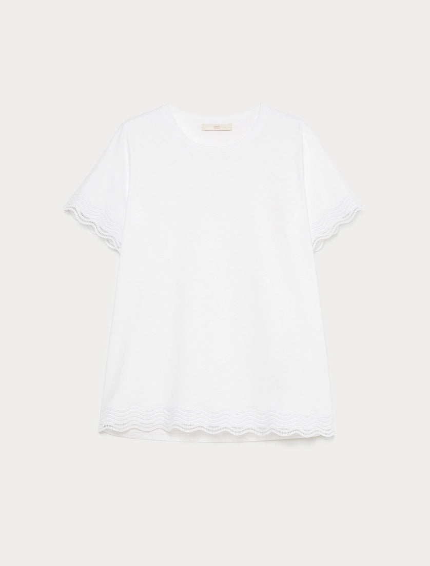 marina rinaldi Jersey T-shirt with lace detail